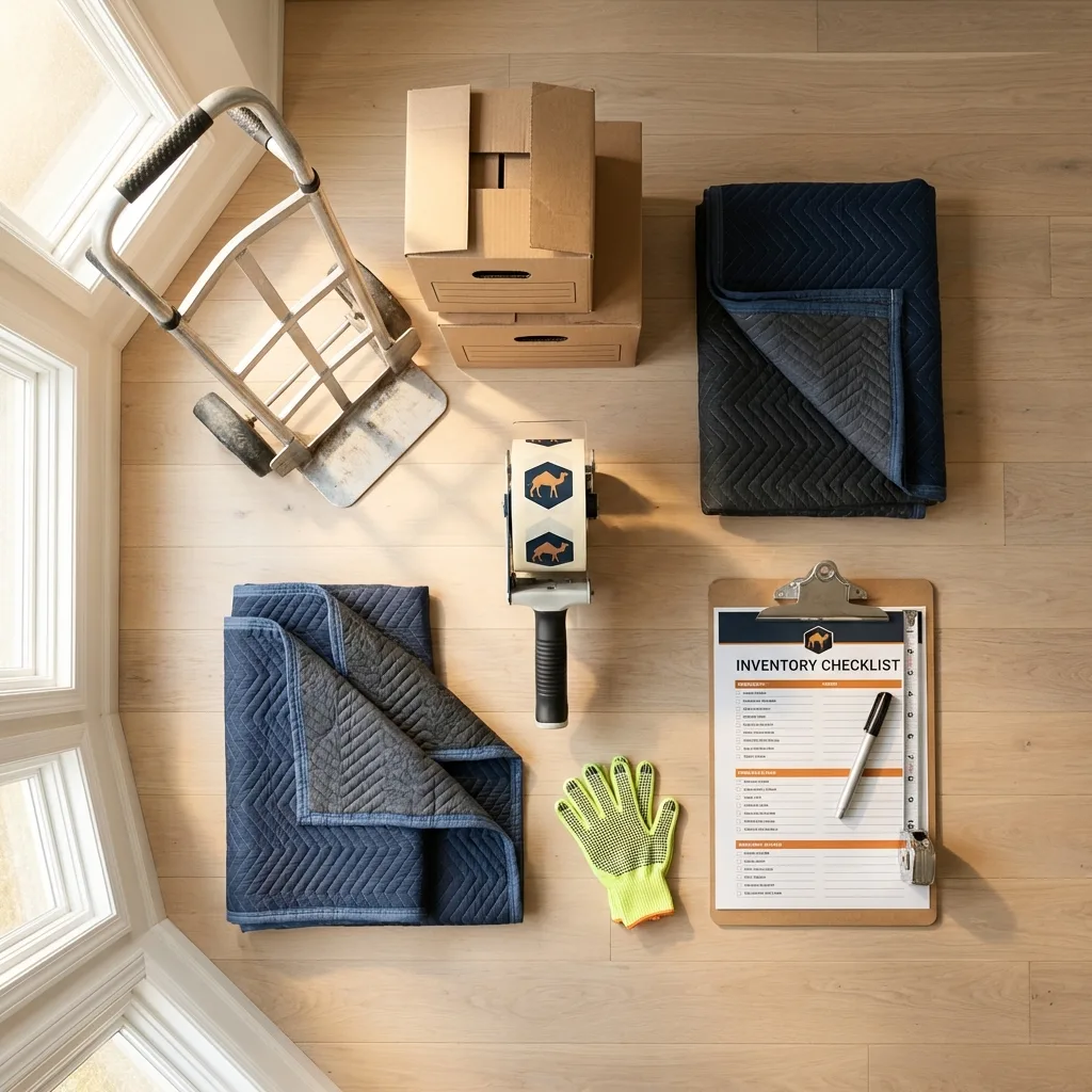 Professional moving supplies and packing materials layout for Owings Mills residential relocations
